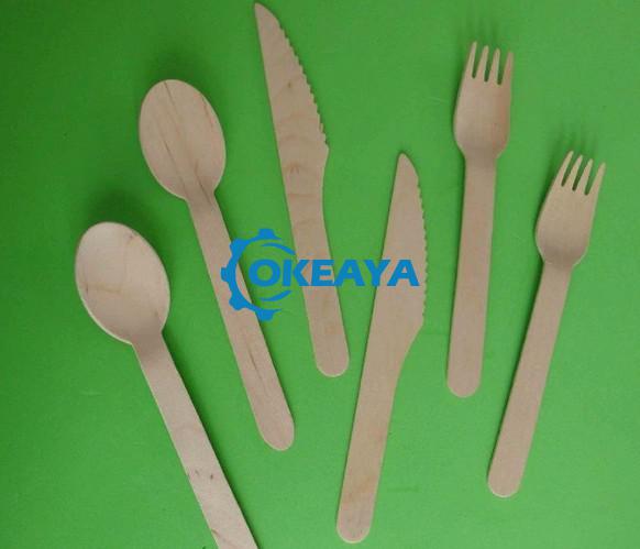 Birch wood spoon fork knife